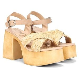 NWOT - Sam Edelman platform sandal, raffia, size 9